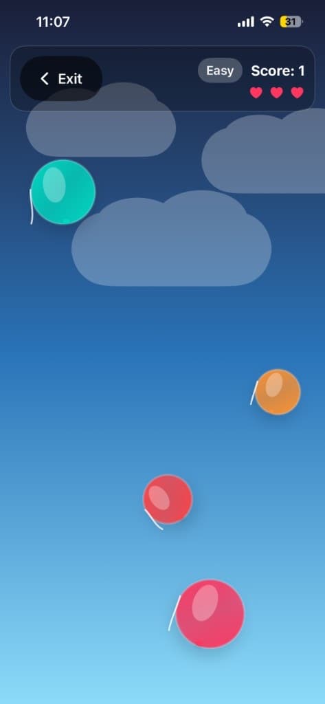 Balloon Pop free play with colorful balloons and lives